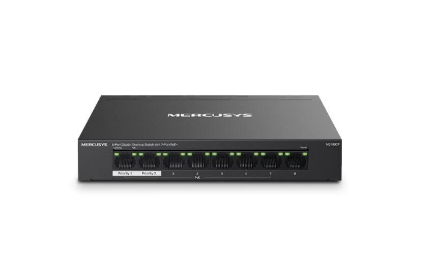 Mercusys MS108GP 8-Port Gigabit Desktop Switch with 7-Port PoE+, Up to 250 m Mercusys MS108GP 8-Port Gigabit Desktop Switch with 7-Port PoE+, Up to 250 m